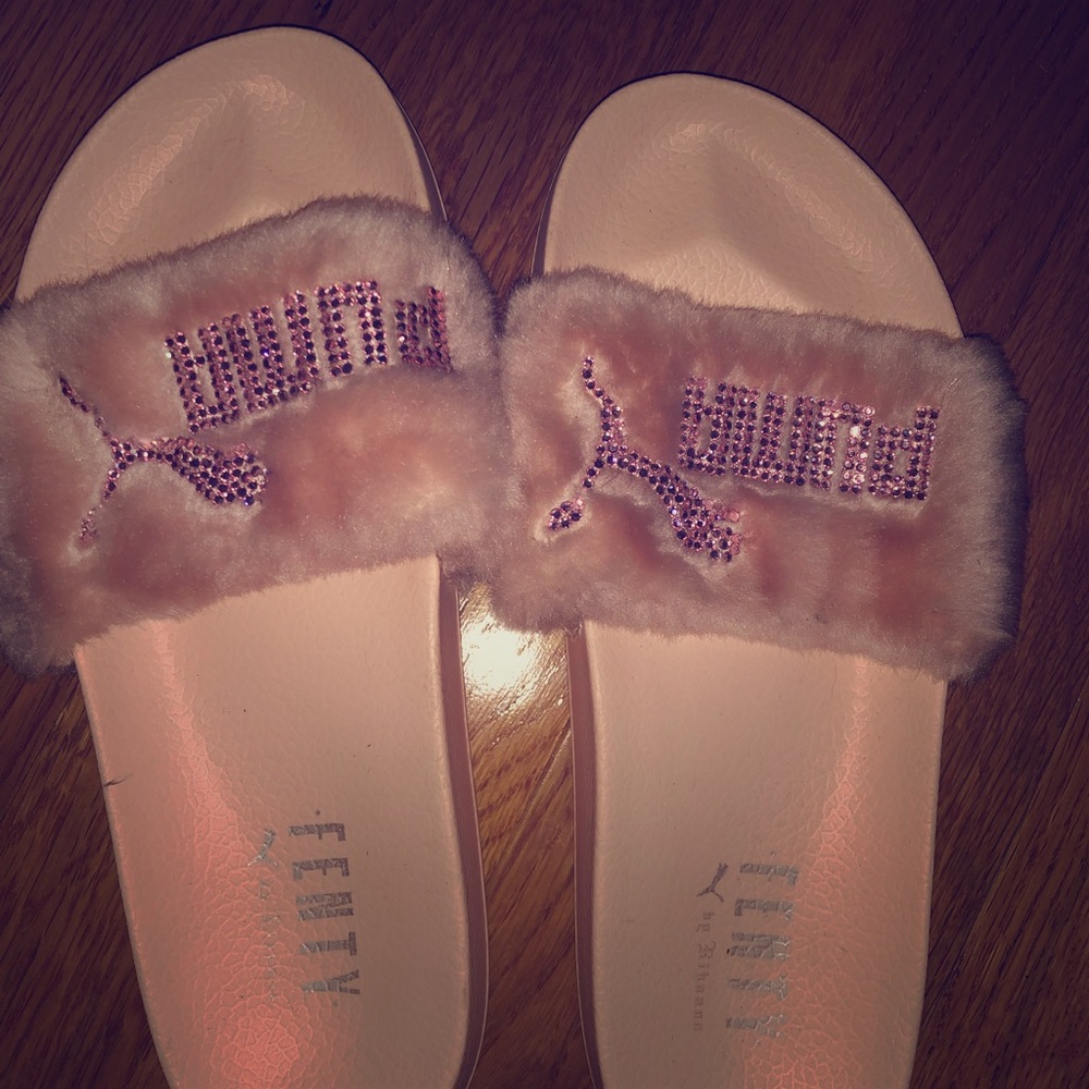 Pink slide on shoes.